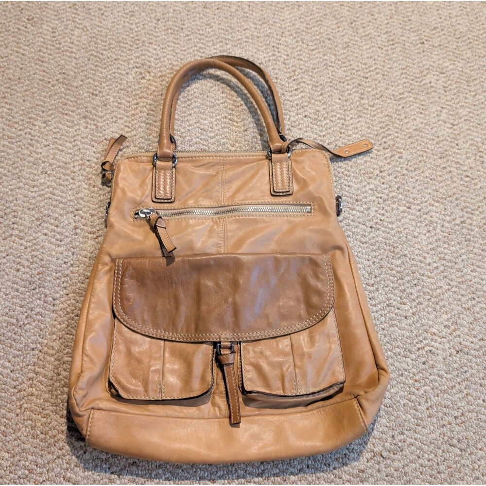 Abro Genuine Leather Hobo Purse Handbag Brown Tan Pockets Soft
